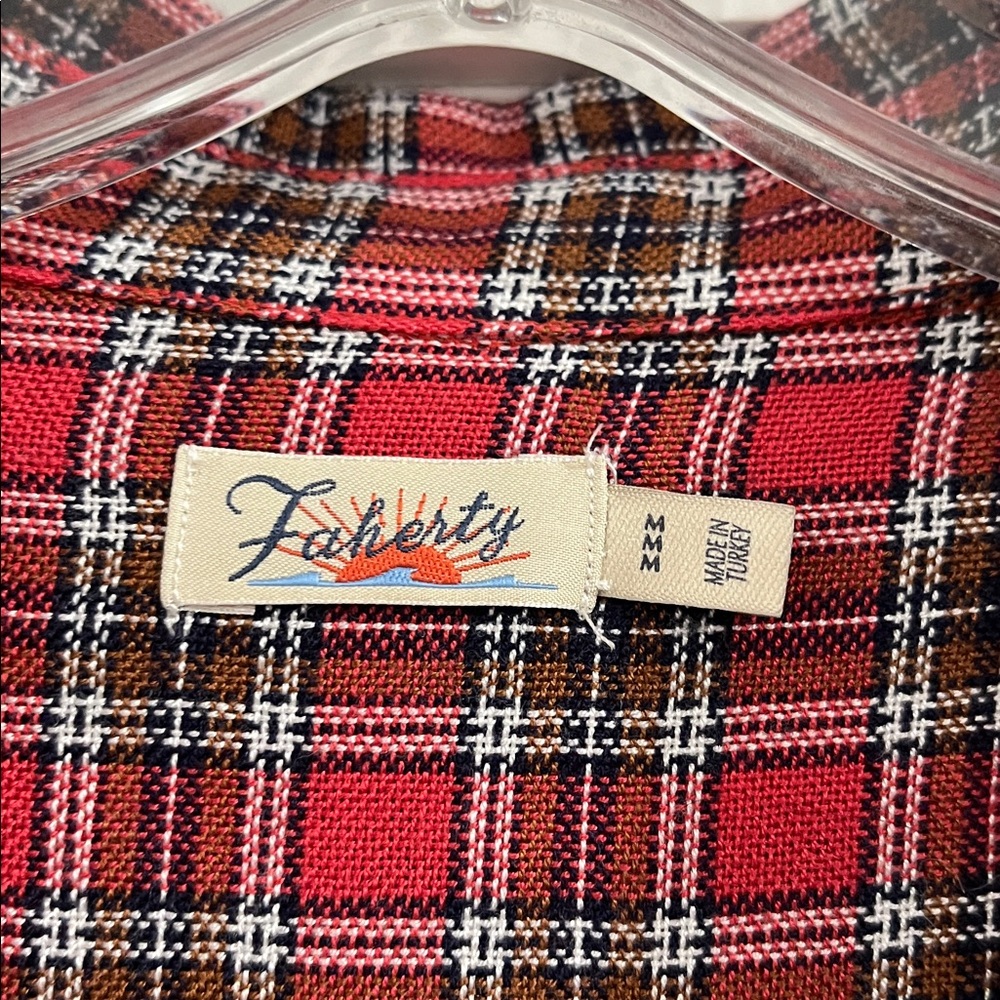 Faherty Pullover Half-Button Up Shirt Red Black P… - image 2